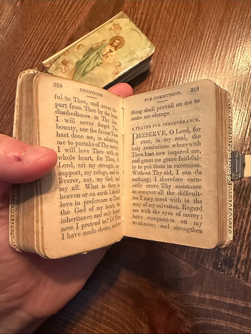 Antique Religious Prayer Book Pair- Vintage Jesus Illustrations